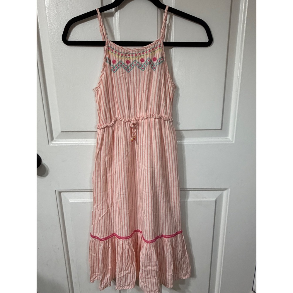 Jessica Simpson | Embroidered Striped Maxi Dress | M 10/12 || Pink|
